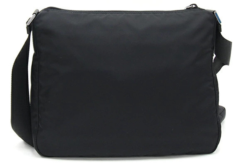 Prada Leather Pouch Bag Black Triangle Shoulder Crossbody Black
